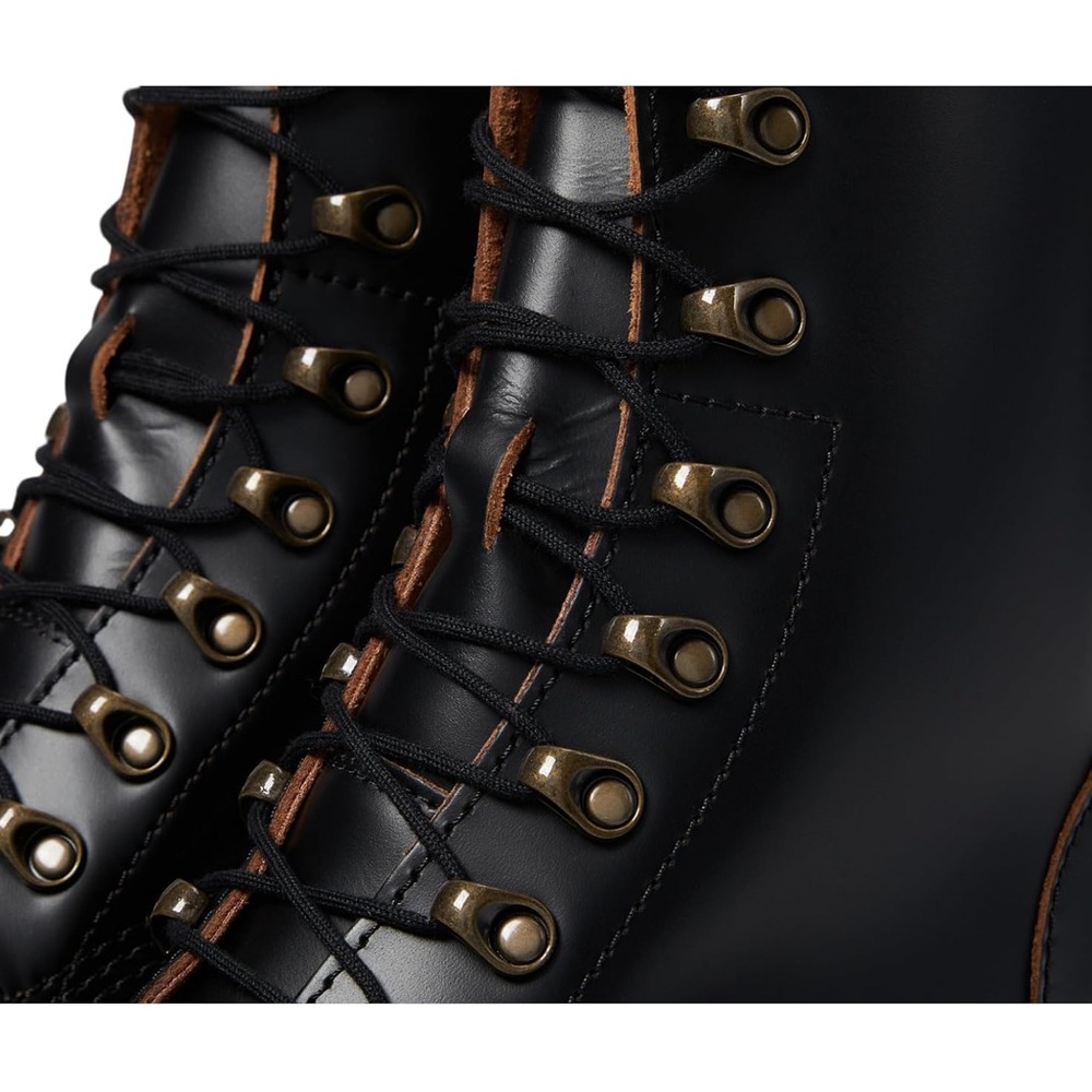 Dr Martens Leona Nubuck Leather Platform Combat Boots Woman Black NEW - Picture 6 of 9